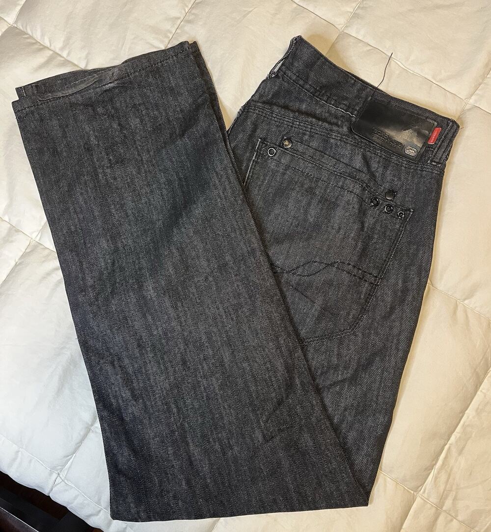 Ecko 72+ Unltd Jeans Mens 38 X 32 Black Slim Straight Denim Y2K